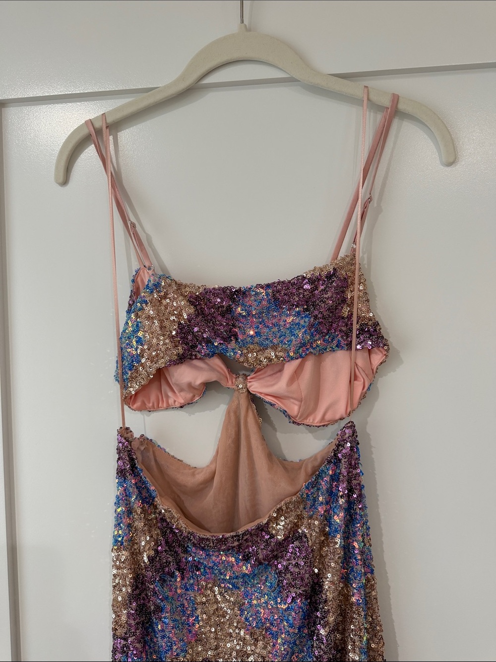 SAYLOR Pink Gold Purple Sequin Midi Dress - Picture 3 of 3